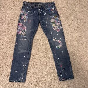 Ralph Lauren Paint-Splattered Jeans 27 Astor distressed